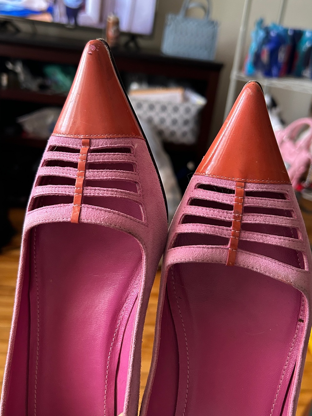 Vintage Coach Suede Kitten Heels Pink Pointed Toe Y2K Mob Wife Classic - Picture 12 of 13